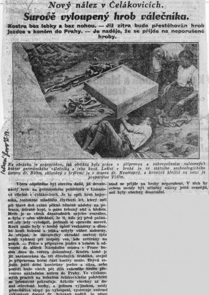 Večerní slovo - Nový nález v Čelákovicích