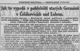 Národní politika - Jak to vypadá v pohřebišti starých Germánů v Čelákovicích nad Labem